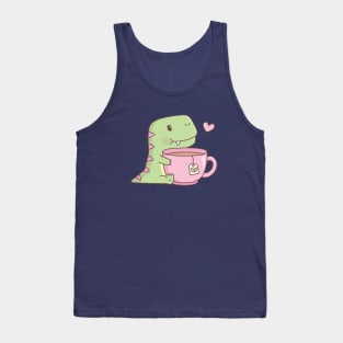 Cute Little Dino Hugging Teacup Tank Top
